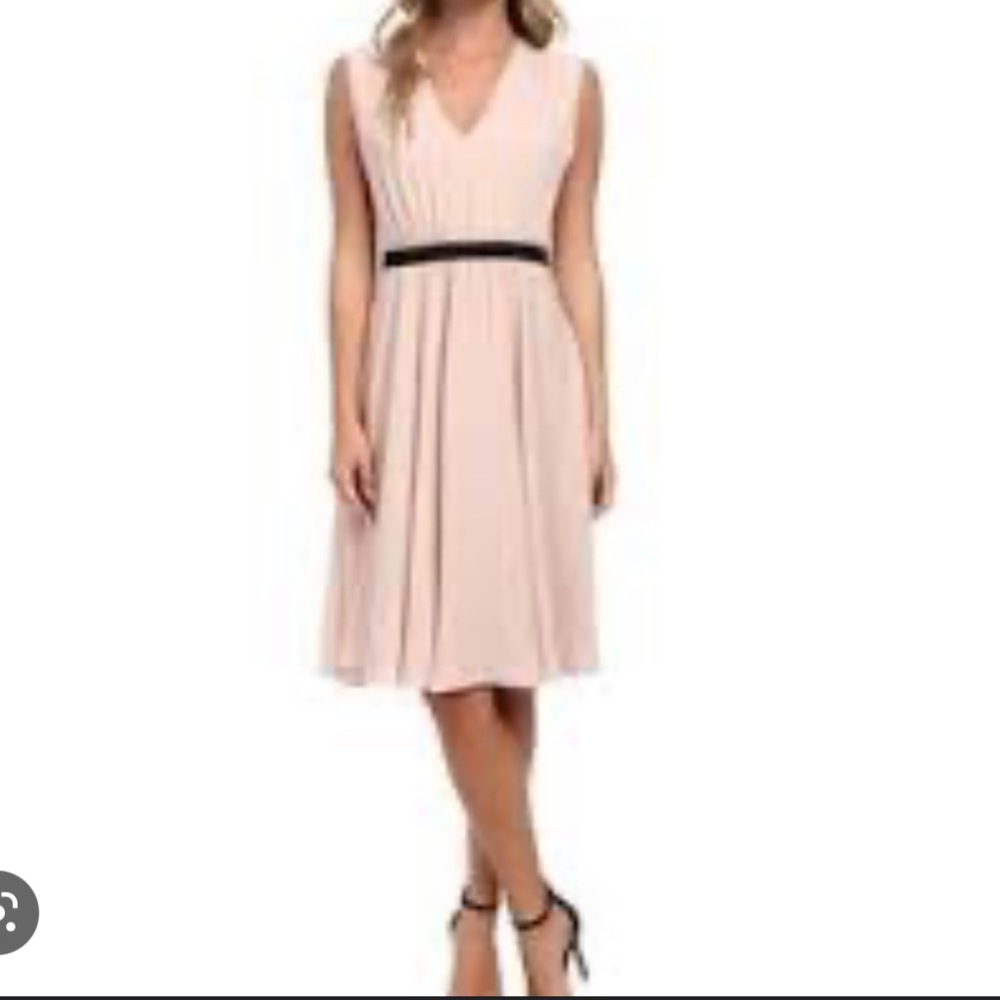 NWT Dusty rose empire waist BCBG MaxAzria dress with black band detail